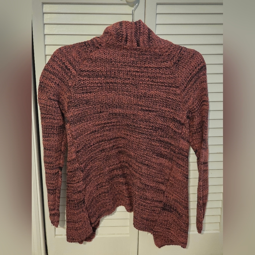 NIC+ZOE Textured Open Front Cardigan Sweater | Size S | Rust Burgundy - Picture 2 of 7